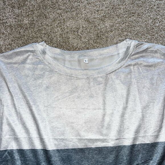 Blue color blocking shirt sleeve shirt - Picture 1 of 2